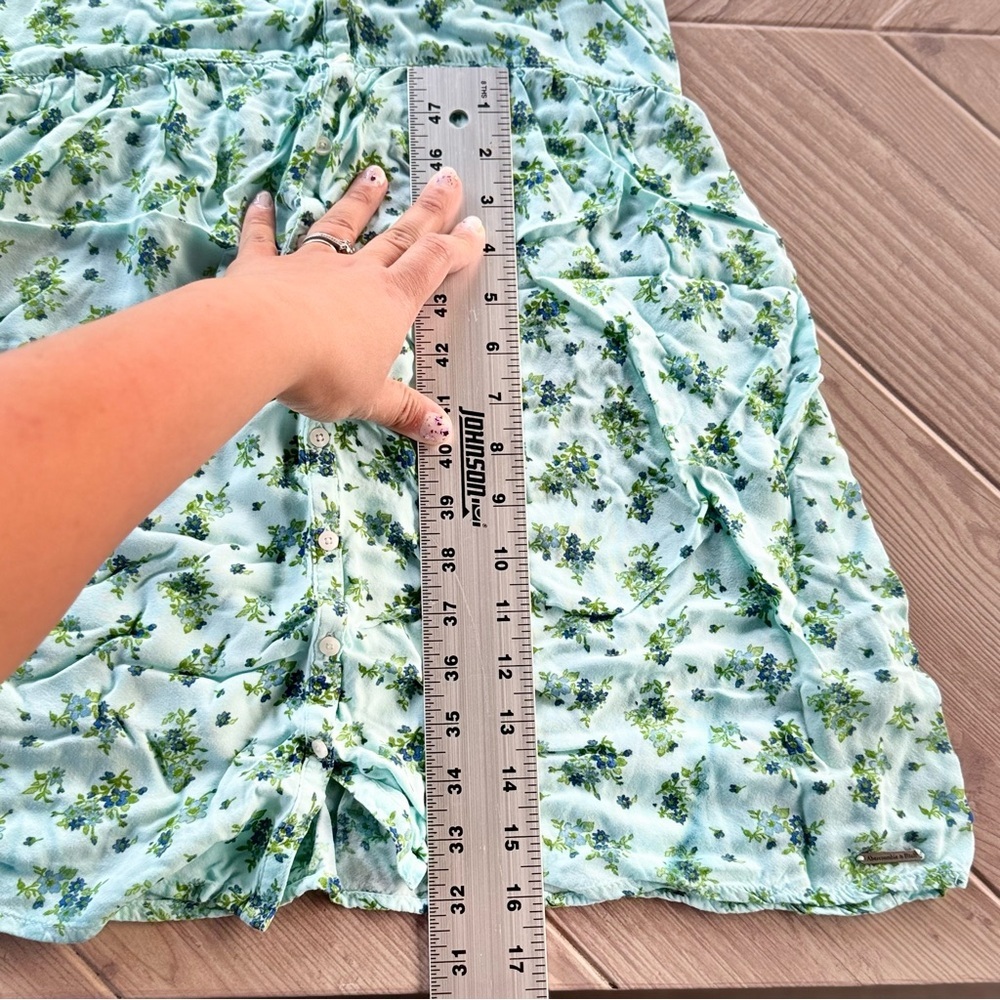 Abercrombie & Fitch Aqua Floral Babydoll Mini Dress/Tunic - Size Small ⭐🌼 - Picture 9 of 9